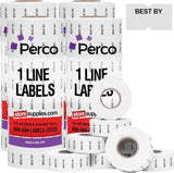 Perco 1 Line Labels - Date Labels - BEST BY Package of 4 Sleeves / 32 Rolls / 32000 Blank Date Labels