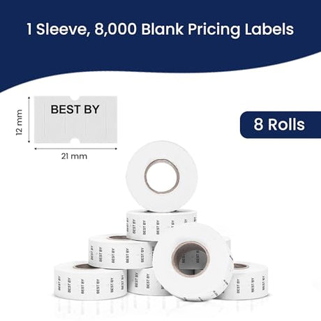 Perco 1 Line Labels - Date Labels - BEST BY 1 Sleeve / 8 Rolls / 8000 Blank Date Labels