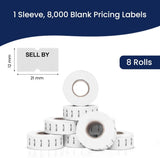 Perco 1 Line Labels - Date Labels - SELL BY 1 Sleeve / 8 Rolls / 8000 Blank Date Labels