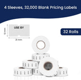 Perco 1 Line Labels - Date Labels - USE BY Package of 4 Sleeves / 32 Rolls / 32000 Blank Date Labels
