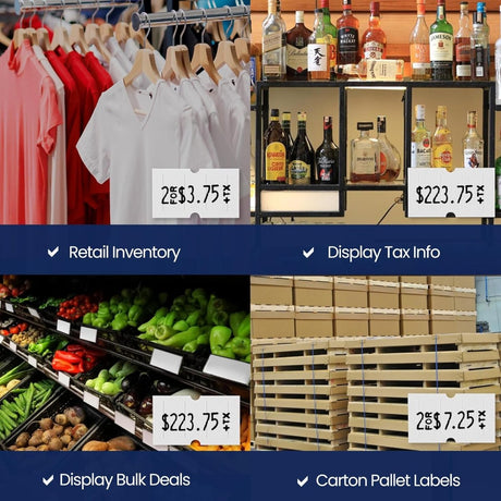 Perco 1 - Line Removable Adhesive - Blank Price and Date Gun Labels for Perco Lite, X, Plus and Pro 1 Line - Package of 10 Sleeves / 80 Rolls / 80000 Blank Pricing Labels
