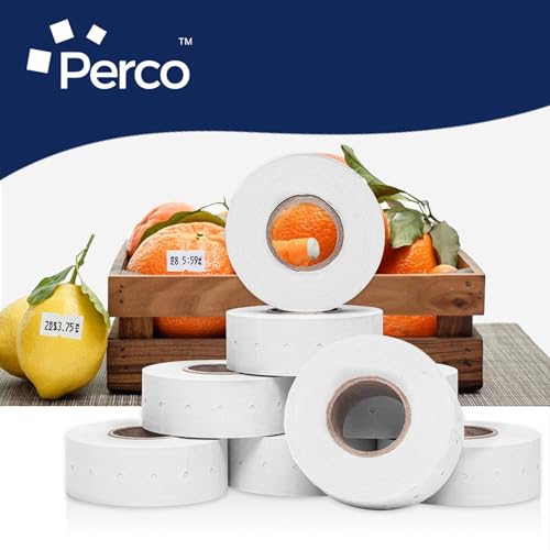 Perco 1 - Line Removable Adhesive - Blank Price and Date Gun Labels for Perco Lite, X, Plus and Pro 1 Line - 1 Sleeve / 8 Rolls / 8000 Blank Pricing Labels