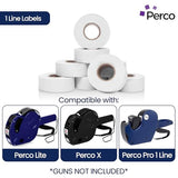 Perco 1 - Line Removable Adhesive - Blank Price and Date Gun Labels for Perco Lite, X, Plus and Pro 1 Line - 1 Sleeve / 8 Rolls / 8000 Blank Pricing Labels