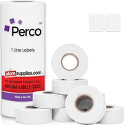 Perco 1 - Line Removable Adhesive - Blank Price and Date Gun Labels for Perco Lite, X, Plus and Pro 1 Line - 1 Sleeve / 8 Rolls / 8000 Blank Pricing Labels