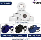 Perco 1 - Line Removable Adhesive - Blank Price and Date Gun Labels for Perco Lite, X, Plus and Pro 1 Line - Package of 4 Sleeves / 32 Rolls / 32000 Blank Pricing Labels