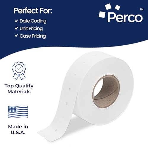 Perco 1 - Line Removable Adhesive - Blank Price and Date Gun Labels for Perco Lite, X, Plus and Pro 1 Line - 1 Sleeve / 8 Rolls / 8000 Blank Pricing Labels