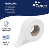 Perco 1 - Line Removable Adhesive - Blank Price and Date Gun Labels for Perco Lite, X, Plus and Pro 1 Line - Package of 4 Sleeves / 32 Rolls / 32000 Blank Pricing Labels