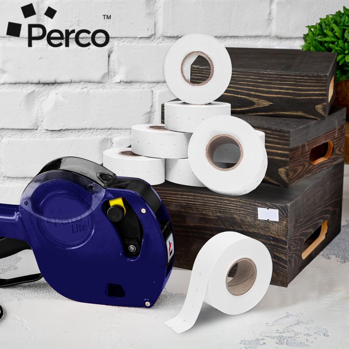 Perco 1 Line Removable Adhesive White Labels - Store Supplies