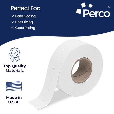 Perco 1 Line Removable Adhesive White Labels - Store Supplies
