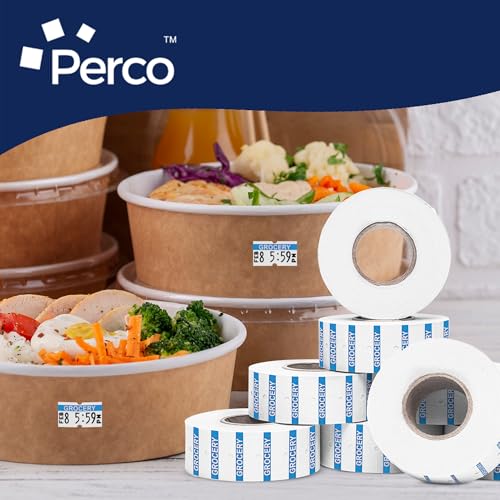 Perco 1 - Line Reverse Print Pricing Labeler Labels For Perco Lite, X, Plus, & Pro 1 - Line - Proof - GROCERY 1 Sleeve / 8 Rolls / 8000 Blank Pricing Labels