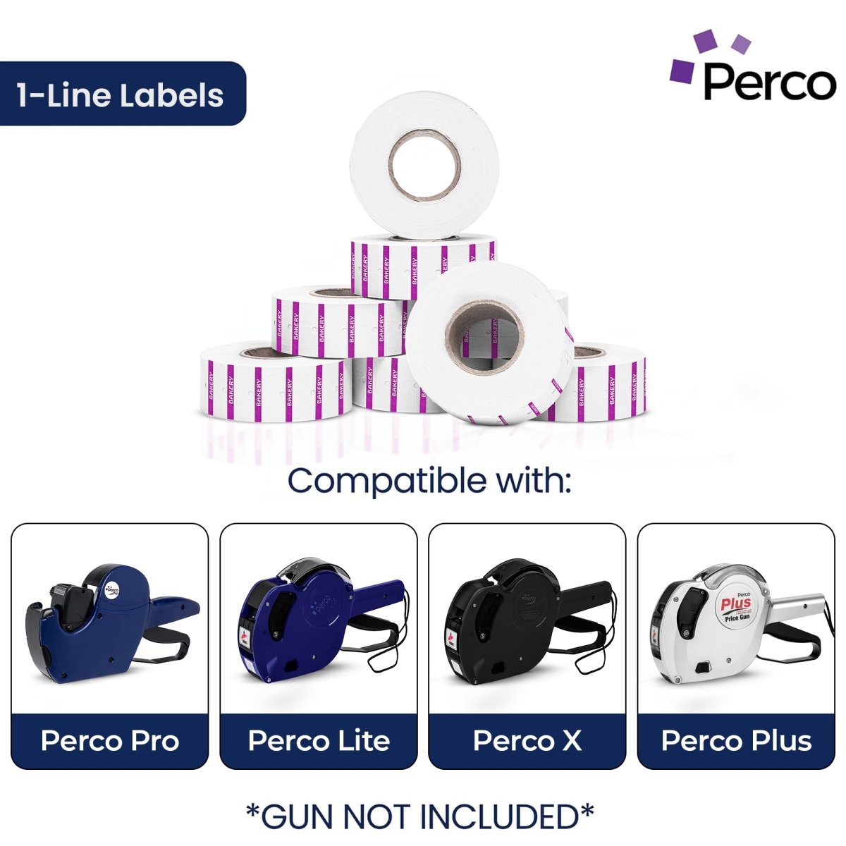 Perco 1 - Line Reverse Print Pricing Labeler Labels For Perco Lite, X, Plus, & Pro 1 - Line - Proof - DAIRY 1 Sleeve / 8 Rolls / 8000 Blank Pricing Labels