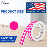 Perco 1/2 Inch Round Sticker Labels - Fluorescent Pink 1 Roll