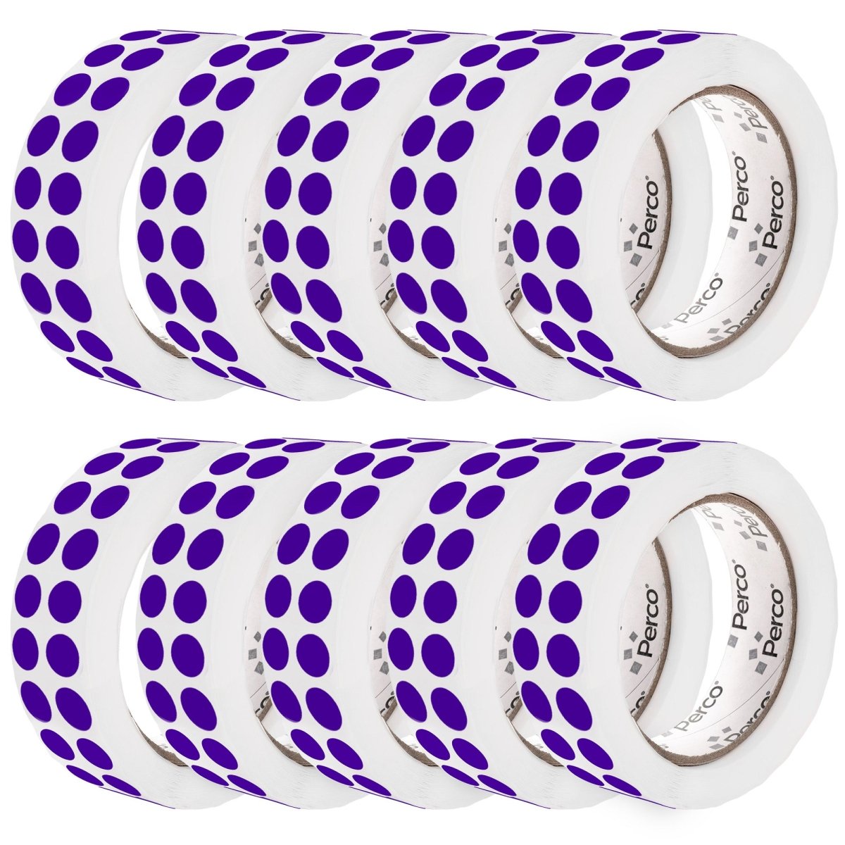 Perco 1/2 Inch Round Sticker Labels - Purple 10 Rolls