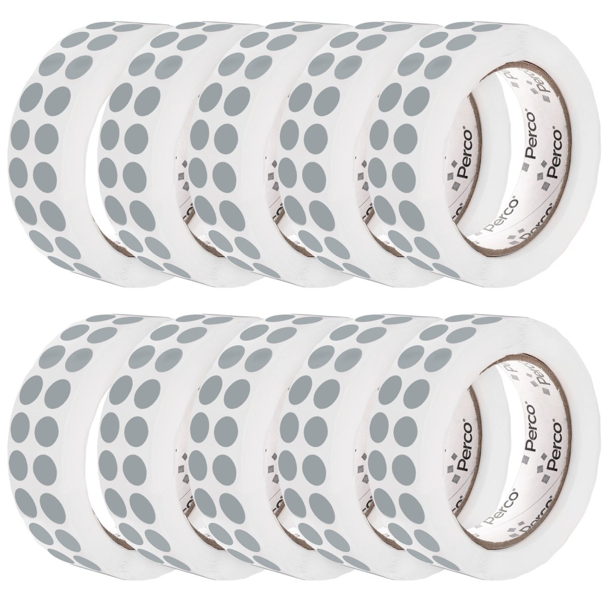 Perco 1/2 Inch Round Sticker Labels - Grey 10 Rolls