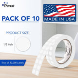 Perco 1/2 Inch Round Sticker Labels - Clear 10 Rolls
