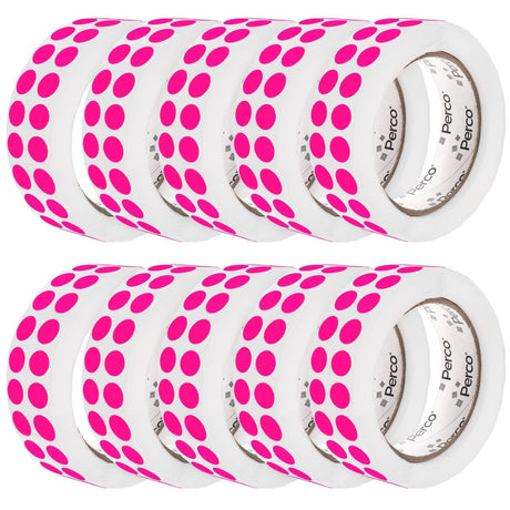 Perco 1/2 Inch Round Sticker Labels - Fluorescent Pink 10 Rolls