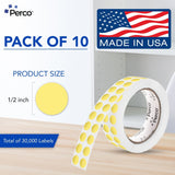 Perco 1/2 Inch Round Sticker Labels - Metallic Gold 10 Rolls