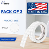 Perco 1/2 Inch Round Sticker Labels - Clear 3 Rolls