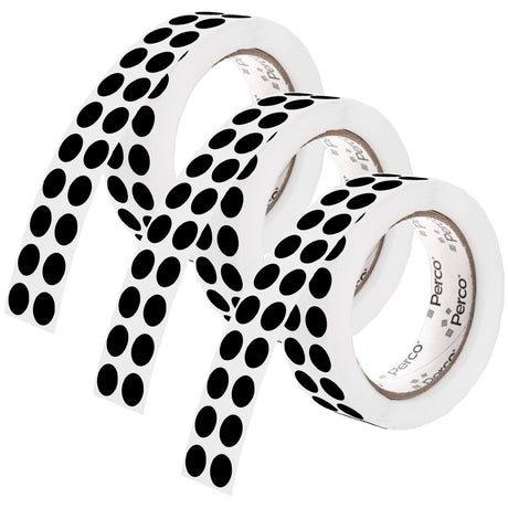 Perco 1/2 Inch Round Sticker Labels - Black 3 Rolls