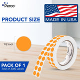 Perco 1/2 Inch Round Sticker Labels - Fluorescent Orange 1 Roll