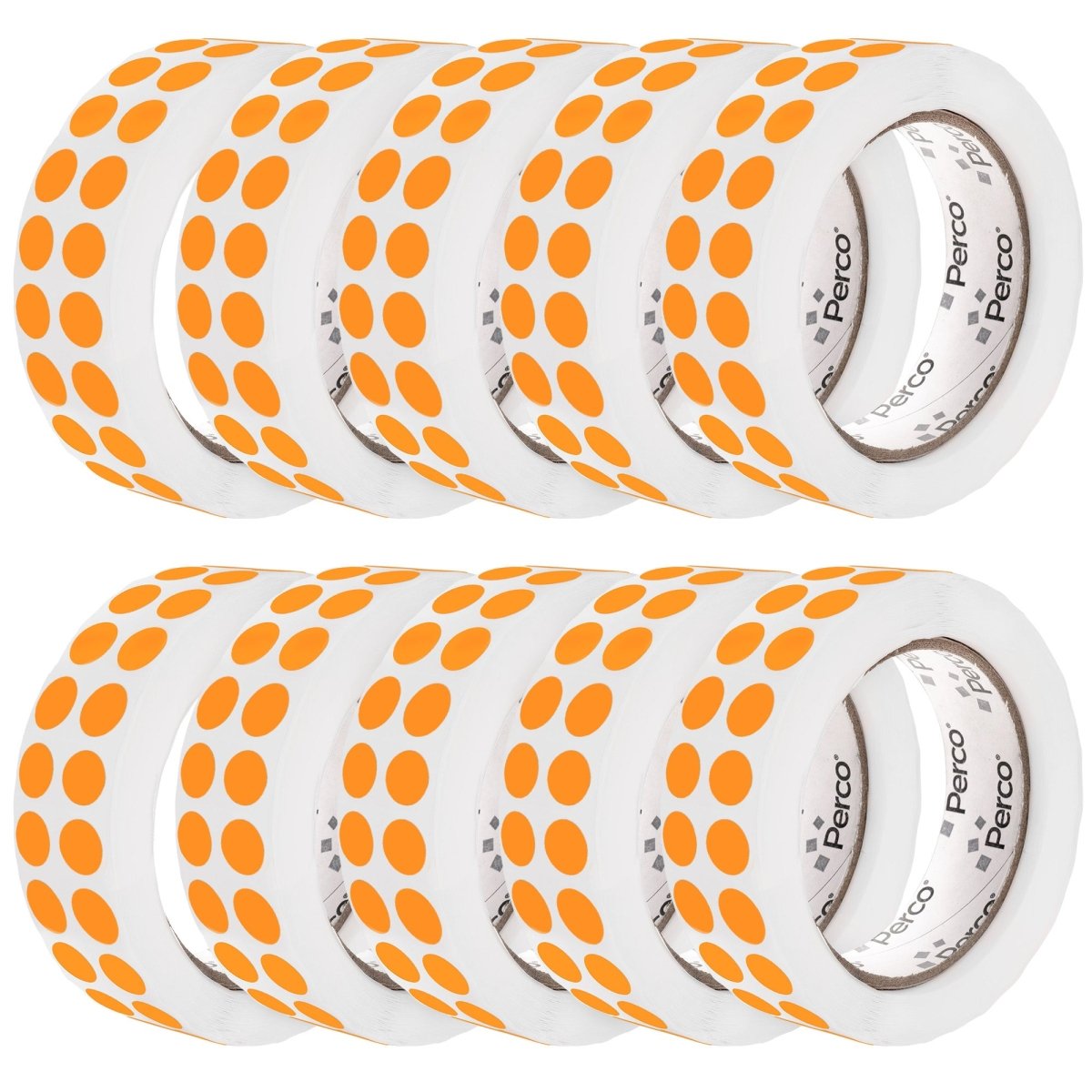 Perco 1/2 Inch Round Sticker Labels - Fluorescent Orange 10 Rolls