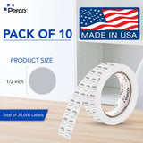 Perco 1/2 Inch Round Sticker Labels - Metallic Silver 10 Rolls