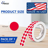 Perco 1/2 Inch Round Sticker Labels - Red 1 Roll