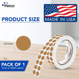 Perco 1/2 Inch Round Sticker Labels - Kraft Brown 1 Roll
