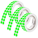 Perco 1/2 Inch Round Sticker Labels - Fluorescent Green 3 Rolls
