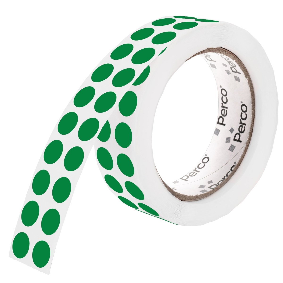 Perco 1/2 Inch Round Sticker Labels - Green 1 Roll
