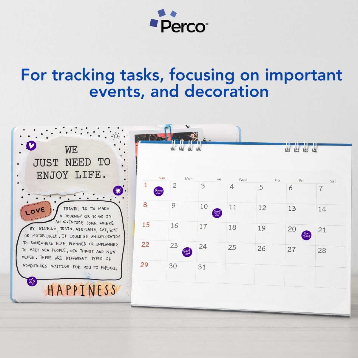 Perco 1/2 Inch Round Sticker Labels - Purple 10 Rolls