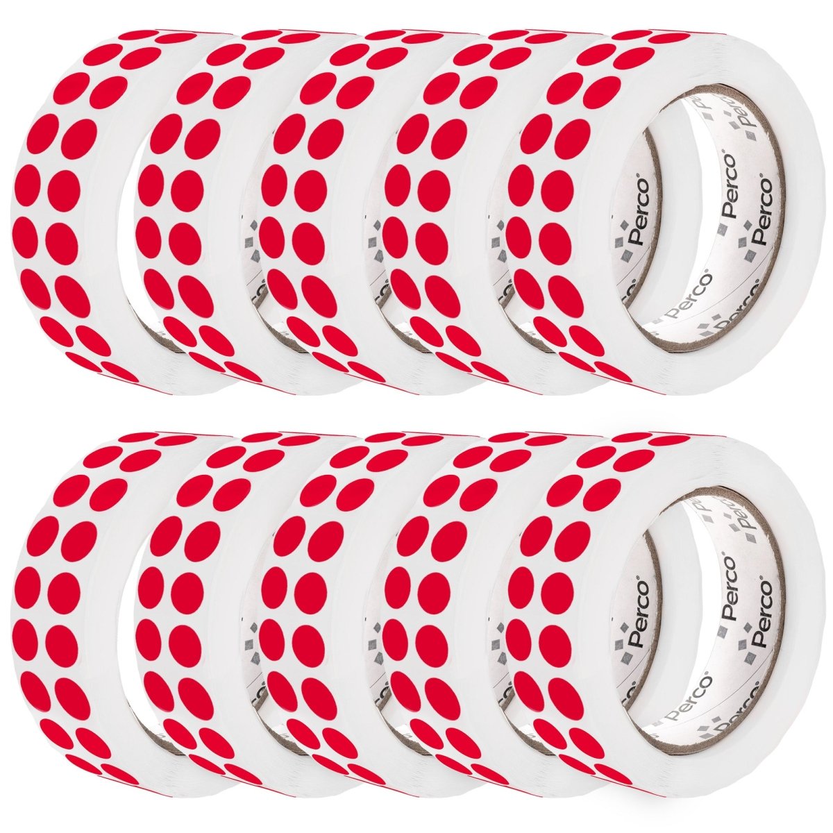 Perco 1/2 Inch Round Sticker Labels - Red 10 Rolls