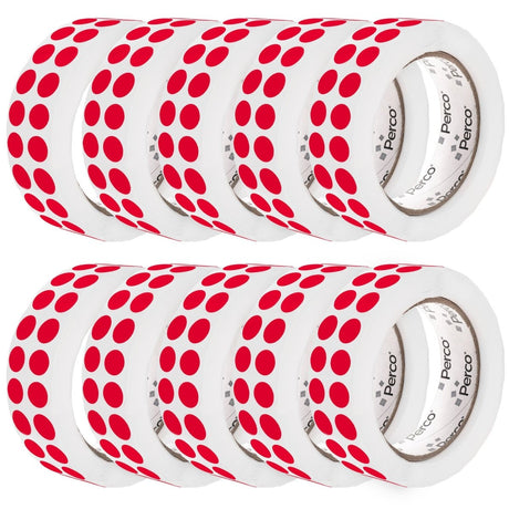 Perco 1/2 Inch Round Sticker Labels - Red 10 Rolls