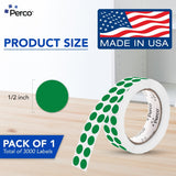 Perco 1/2 Inch Round Sticker Labels - Green 1 Roll