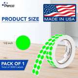 Perco 1/2 Inch Round Sticker Labels - Fluorescent Green 1 Roll