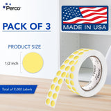 Perco 1/2 Inch Round Sticker Labels - Metallic Gold 3 Rolls