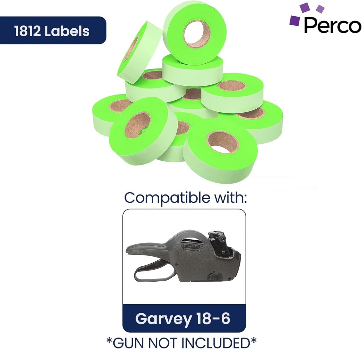 Perco 1812 Price Labels for Garvey 18-6 - Fluorescent Green 1 Sleeve