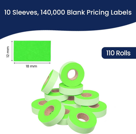 Perco 1812 Price Labels for Garvey 18-6 - Fluorescent Green 10 Sleeves