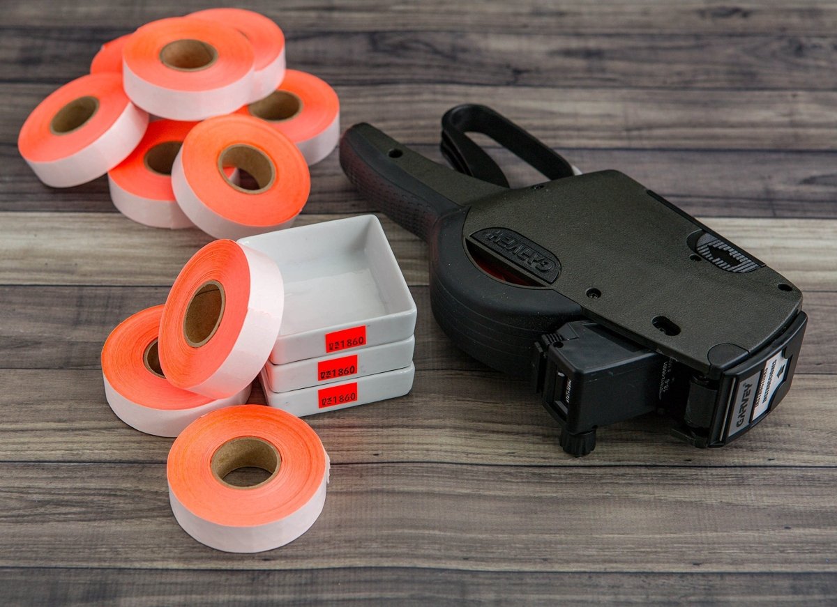 Perco 1812 Price Labels for Garvey 18 - 6 - Fluorescent Red Starter Kit