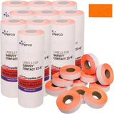Perco 1812 Price Labels for Garvey 18 - 6 - Fluorescent Red Package of 10 Sleeves / 110 Rolls / 140000 Blank Pricing Labels