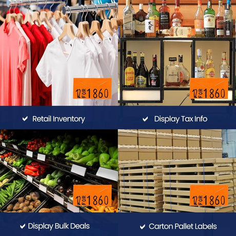 Perco 1812 Price Labels for Garvey 18 - 6 - Fluorescent Red Package of 10 Sleeves / 110 Rolls / 140000 Blank Pricing Labels