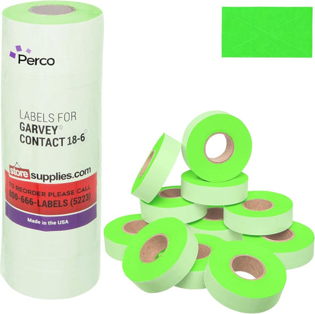 Perco 1812 Price Labels for Garvey 18-6 - Fluorescent Green 1 Sleeve