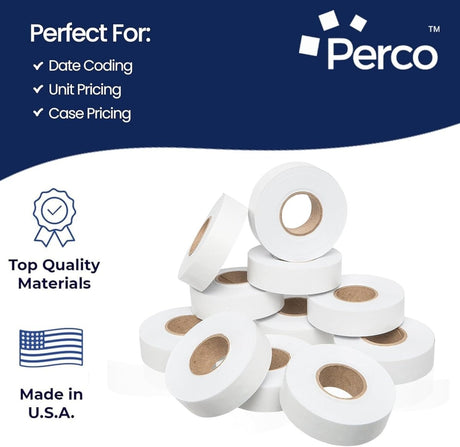 Perco 1812 Price Labels for Garvey 18 - 6 - White Package of 10 Sleeves / 110 Rolls / 140000 Blank Pricing Labels