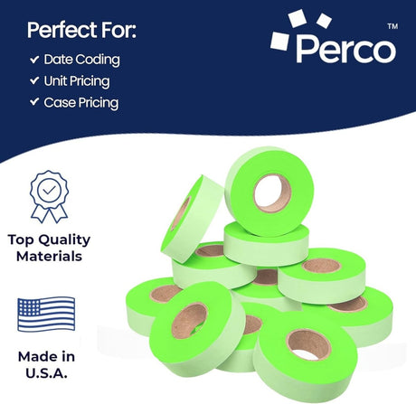 Perco 1812 Price Labels for Garvey 18-6 - Fluorescent Green 10 Sleeves