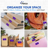 Perco 1x2 Inch Sticker Labels with Easy Peel Perforation—500 Stickers Per Roll — Strong Adhesion, Vibrant Colors for Folders, Barcodes, Jars & Bins in Office, Mailing, Inventory & Crafting—Made in USA - Purple