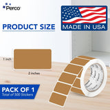 Perco 1x2 Inch Sticker Labels with Easy Peel Perforation—500 Stickers Per Roll — Strong Adhesion, Vibrant Colors for Folders, Barcodes, Jars & Bins in Office, Mailing, Inventory & Crafting—Made in USA - Kraft Brown