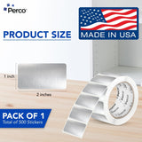 Perco 1x2 Inch Sticker Labels with Easy Peel Perforation—500 Stickers Per Roll — Strong Adhesion, Vibrant Colors for Folders, Barcodes, Jars & Bins in Office, Mailing, Inventory & Crafting—Made in USA - Metallic Silver