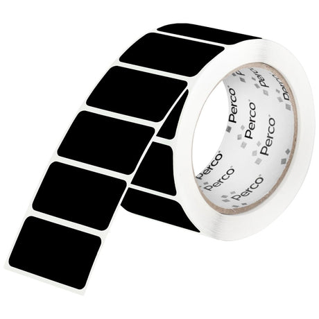 Perco 1x2 Inch Sticker Labels with Easy Peel Perforation—500 Stickers Per Roll — Strong Adhesion, Vibrant Colors for Folders, Barcodes, Jars & Bins in Office, Mailing, Inventory & Crafting—Made in USA - Black