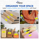 Perco 1x2 Inch Sticker Labels with Easy Peel Perforation—500 Stickers Per Roll — Strong Adhesion, Vibrant Colors for Folders, Barcodes, Jars & Bins in Office, Mailing, Inventory & Crafting—Made in USA - Fluorescent Yellow