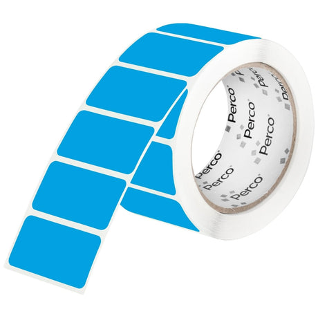 Perco 1x2 Inch Sticker Labels with Easy Peel Perforation—500 Stickers Per Roll — Strong Adhesion, Vibrant Colors for Folders, Barcodes, Jars & Bins in Office, Mailing, Inventory & Crafting—Made in USA - Light Blue
